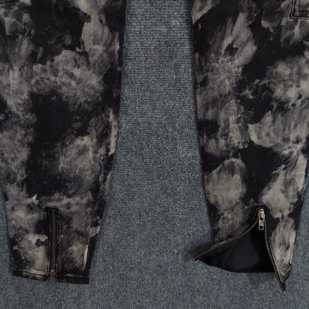 GUESS Pants Mens Fits 30x29 Black Ink Blot Cargo Slim Skinny Ankle Zip - Picture 3 of 11